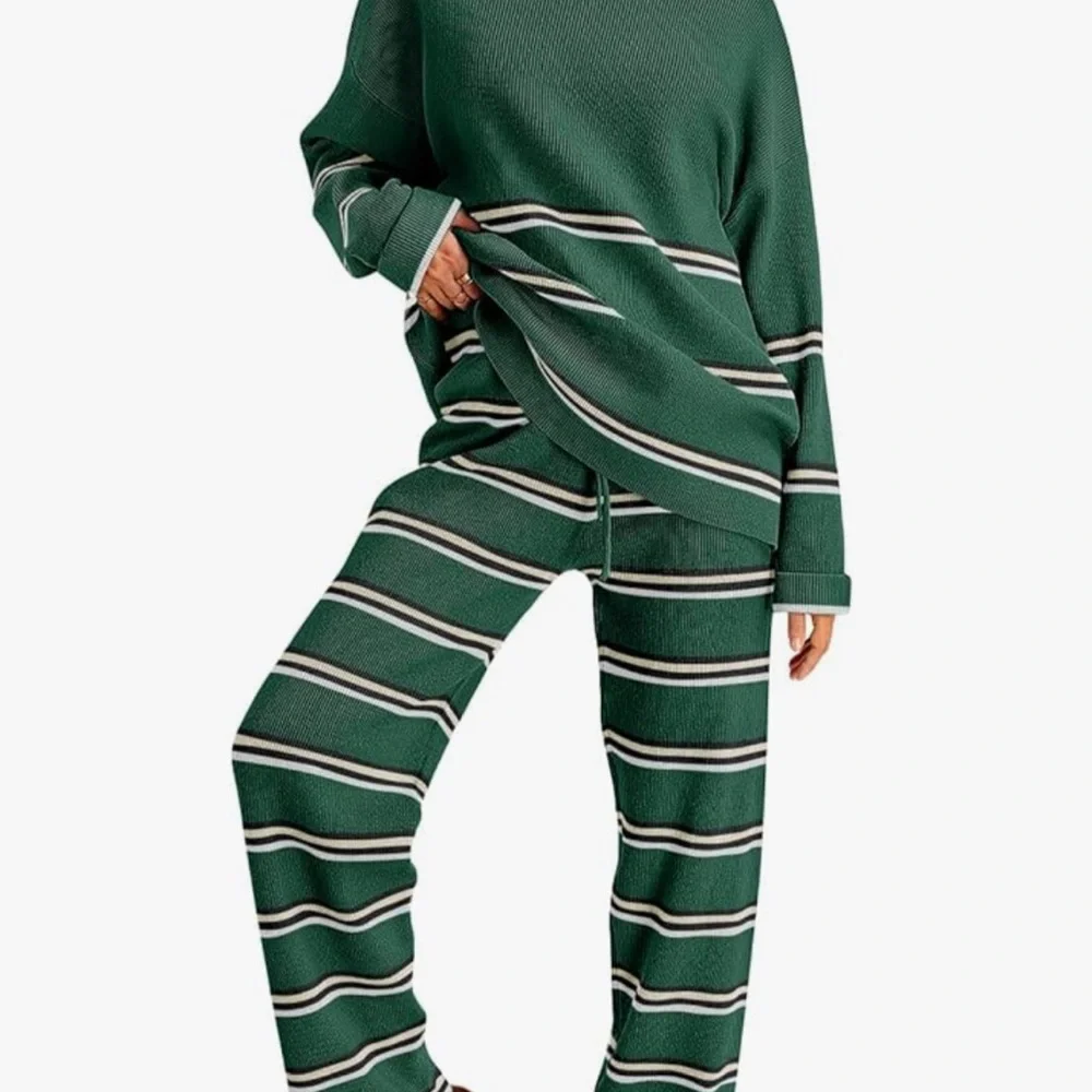 Green Striped women’s pajama/ lounge set - Picture 1 of 3